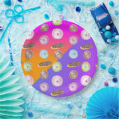 Gradient Neon Watercolor Mattiert Donut Pappteller (Party)