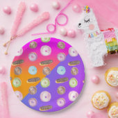 Gradient Neon Watercolor Mattiert Donut Pappteller (Party)