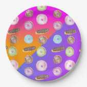 Gradient Neon Watercolor Mattiert Donut Pappteller (Vorderseite)