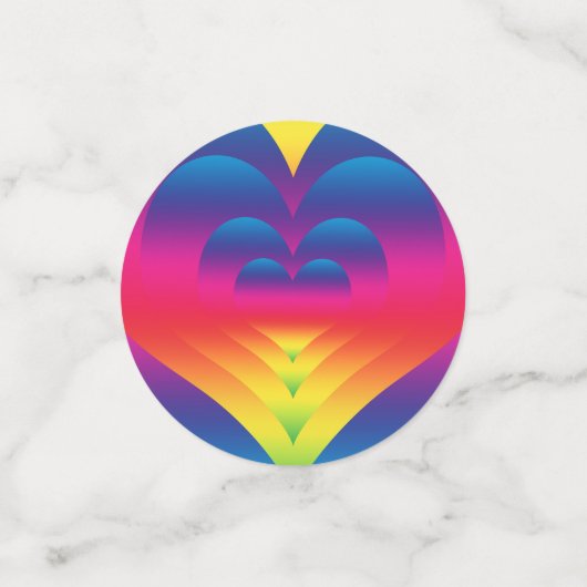 Gradient Nested Rainbow Hearts Konfetti (Klein Vorderseite)