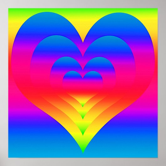 Gradient Nested Rainbow Hearts Poster (Vorne)