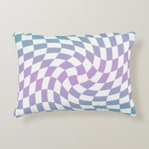 Gradient Ombre Blue Lilac Warped Karo überprüft Dekokissen