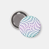 Gradient Ombre Blue Lilac Warped Karo überprüft Magnet (Vorderseite/Rückseite)