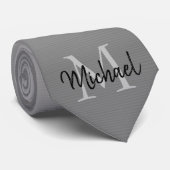 Gradient Ombre grau mit Name und Monogramm Krawatte (Gerollt)