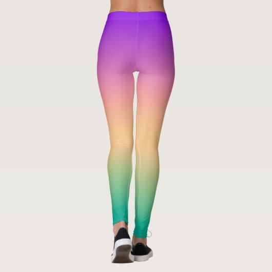 Gradient ombre grün gelb rosa lila weiche verschwo leggings (Rückseite)