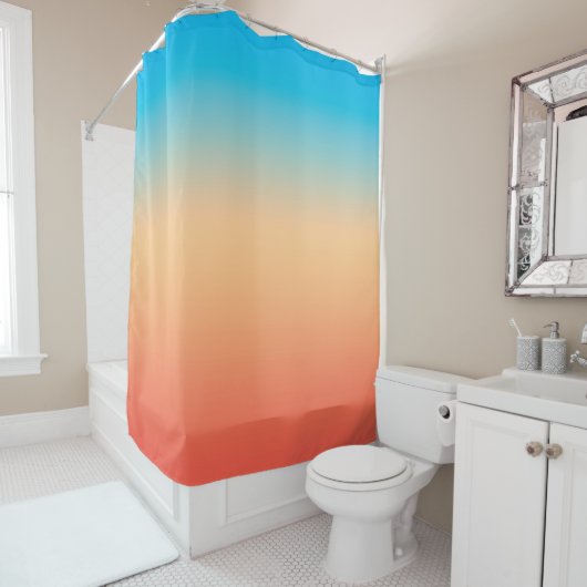 Gradient ombre Korallenblüte Beige Blau weiche ver Duschvorhang (Beispiel)