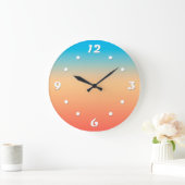Gradient ombre Korallenblüte Beige Blau weiche ver Große Wanduhr (Zuhause)