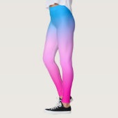 Gradient ombre Korallenblüte Beige Blau weiche ver Leggings (Links)