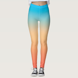 Gradient ombre Korallenblüte Beige Blau weiche ver Leggings
