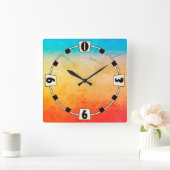Gradient ombre Korallenblüte Beige Blau weiche ver Quadratische Wanduhr (Zuhause)