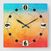 Gradient ombre Korallenblüte Beige Blau weiche ver Quadratische Wanduhr (Vorderseite)