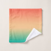 Gradient ombre Korallenrot Beige grüne weiche Farb Badhandtuch Set (Waschlappen)
