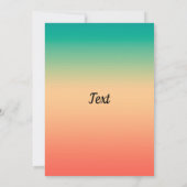 Gradient ombre Korallenrot Beige grüne weiche Farb Einladung (Rückseite)