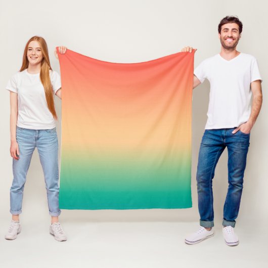 Gradient ombre Korallenrot Beige grüne weiche Farb Fleecedecke (Beispiel)