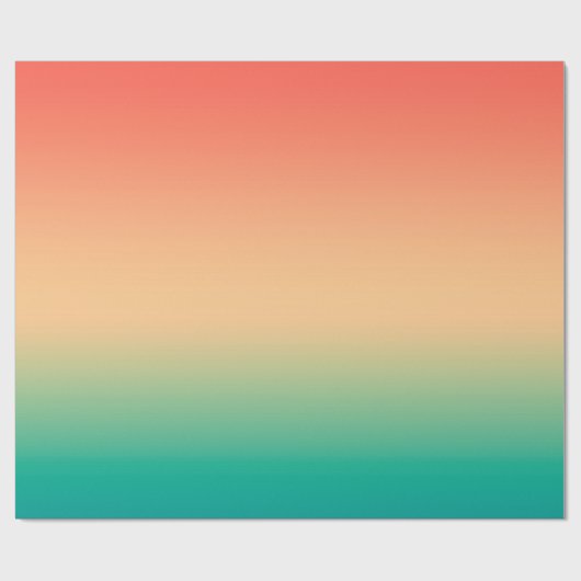 Gradient ombre Korallenrot Beige grüne weiche Farb Geschenkpapier (Flach)