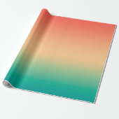 Gradient ombre Korallenrot Beige grüne weiche Farb Geschenkpapier (Ungerollt)