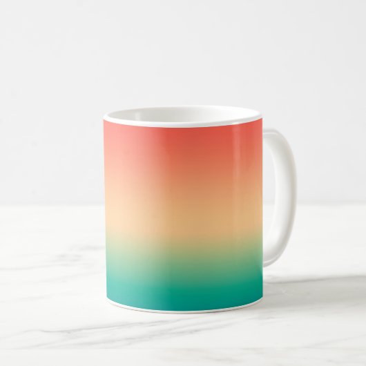 Gradient ombre Korallenrot Beige grüne weiche Farb Kaffeetasse (VorderseiteRechts)