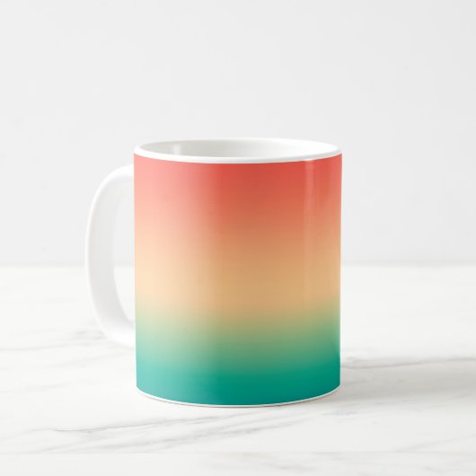 Gradient ombre Korallenrot Beige grüne weiche Farb Kaffeetasse (Vorderseite Links)