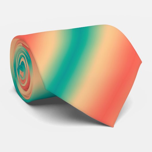 Gradient ombre Korallenrot Beige grüne weiche Farb Krawatte (Gerollt)