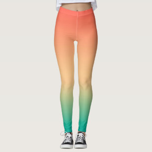 Gradient ombre Korallenrot Beige grüne weiche Farb Leggings