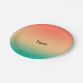 Gradient ombre Korallenrot Beige grüne weiche Farb Pappteller (Schrägansicht)