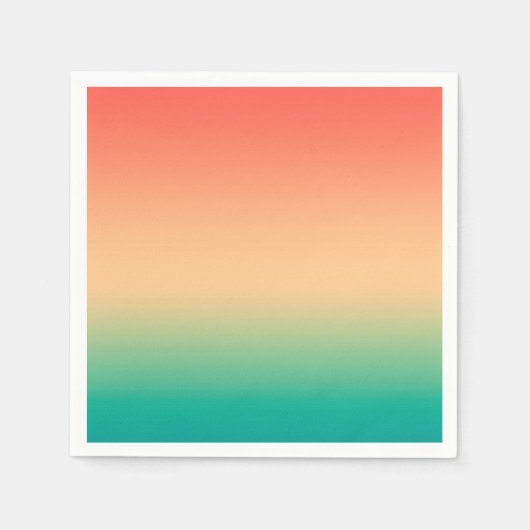 Gradient ombre Korallenrot Beige grüne weiche Farb Serviette (Vorderseite)