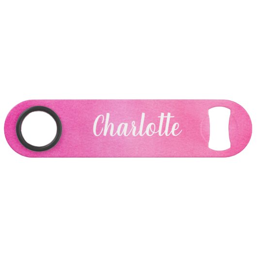 Gradient Ombre Pink Wasserfarbe Personalisiert Nam Speed Flaschenöffner (Vorderseite (Horizontal))