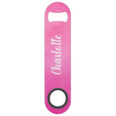 Gradient Ombre Pink Wasserfarbe Personalisiert Nam Speed Flaschenöffner (Vorderseite)