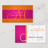 Gradient Orange+Fuschia Monogramm Visitenkarte (Vorne/Hinten)