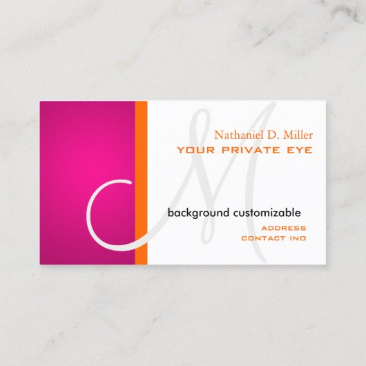 Gradient Orange+Fuschia Monogramm Visitenkarte (Rückseite)