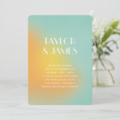 Gradient Orange Türkis QR Code Moderne Hochzeit Einladung (Stehend Vorderseite)