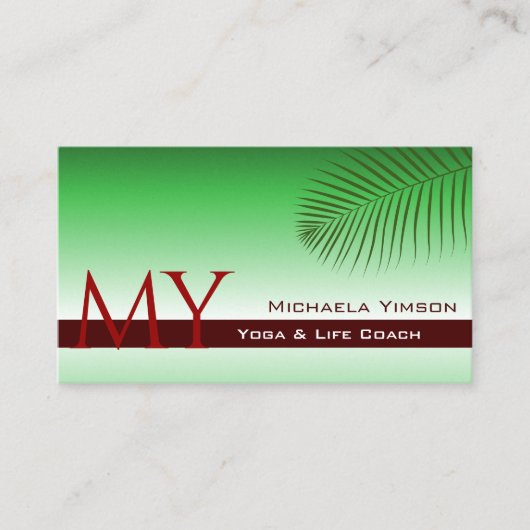 Gradient Palm Leaf mit Monogram Stilvoll Visitenkarte (Vorderseite)