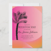 Gradient Palm Tree Pink Beach Bachelorette Entweg Einladung (Vorderseite)