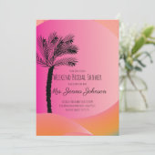 Gradient Palm Tree Pink Beach Bachelorette Entweg Einladung (Stehend Vorderseite)