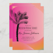 Gradient Palm Tree Pink Beach Bachelorette Entweg Einladung (Vorne/Hinten)