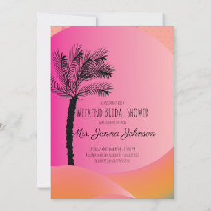 Gradient Palm Tree Pink Beach Bachelorette Entweg Einladung