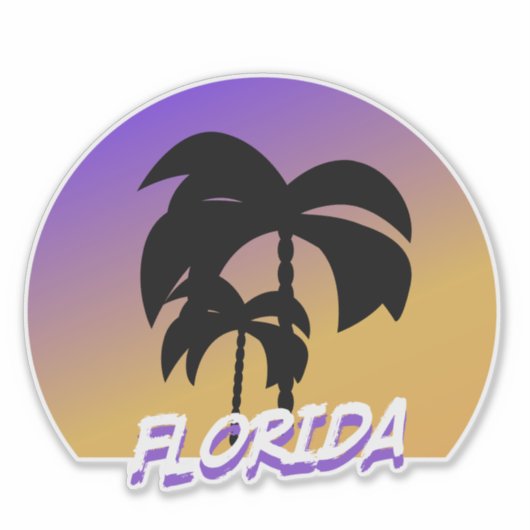 Gradient Palm Trees Lila Urlaub Aufkleber (Vorderseite)