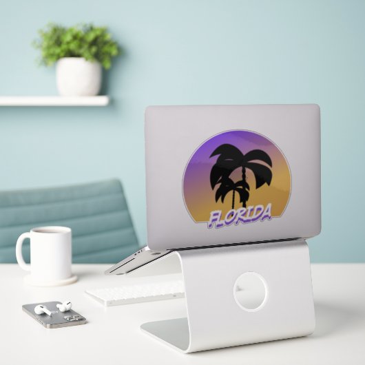 Gradient Palm Trees Lila Urlaub Aufkleber (Laptop auf Schreibtisch)
