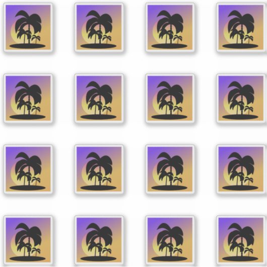 Gradient Palm Trees Sunset Vacation Set Aufkleber (Vorderseite)