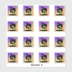Gradient Palm Trees Sunset Vacation Set Aufkleber