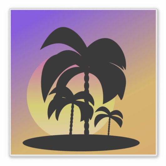Gradient Palm Trees Sunset Vacation Sticker (Vorderseite)