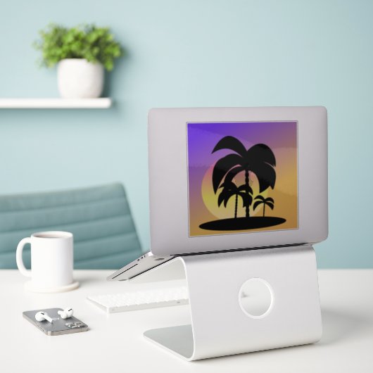 Gradient Palm Trees Sunset Vacation Sticker (Laptop auf Schreibtisch)