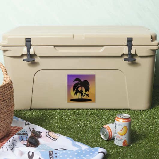 Gradient Palm Trees Sunset Vacation Sticker (Kühler)