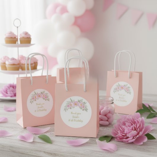 gradient party watercolor pink Custom Birthday  Runder Aufkleber