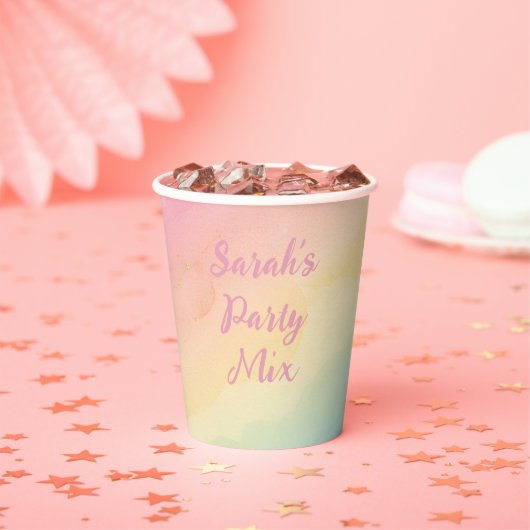 gradient party watercolor pink Elegant Birthday Pappbecher (Insitu)