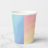 gradient party watercolor pink Elegant Birthday Pappbecher (Rechts)