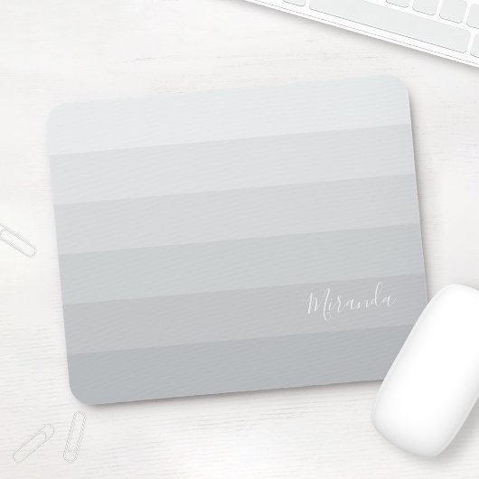 Gradient Pastel Grau Streifen mit Individuelle Nam Mousepad