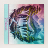 Gradient Pastel Horse Waterfall Natur Puzzle (Horizontal)