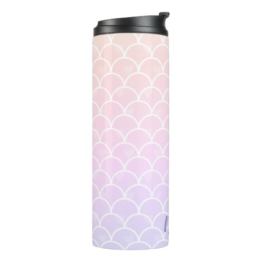 Gradient Pastel Lila Mermaid Scales Wasserfarbe Thermosbecher (Nach links gedreht)