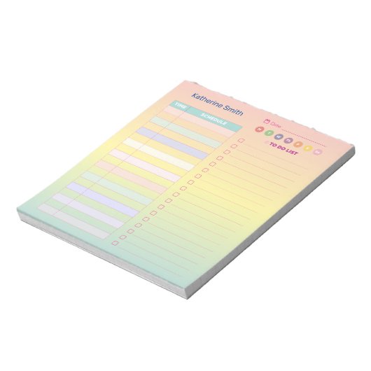 Gradient Pastel Niedlich Daily Schedule Notepad Notizblock (Rotiert)